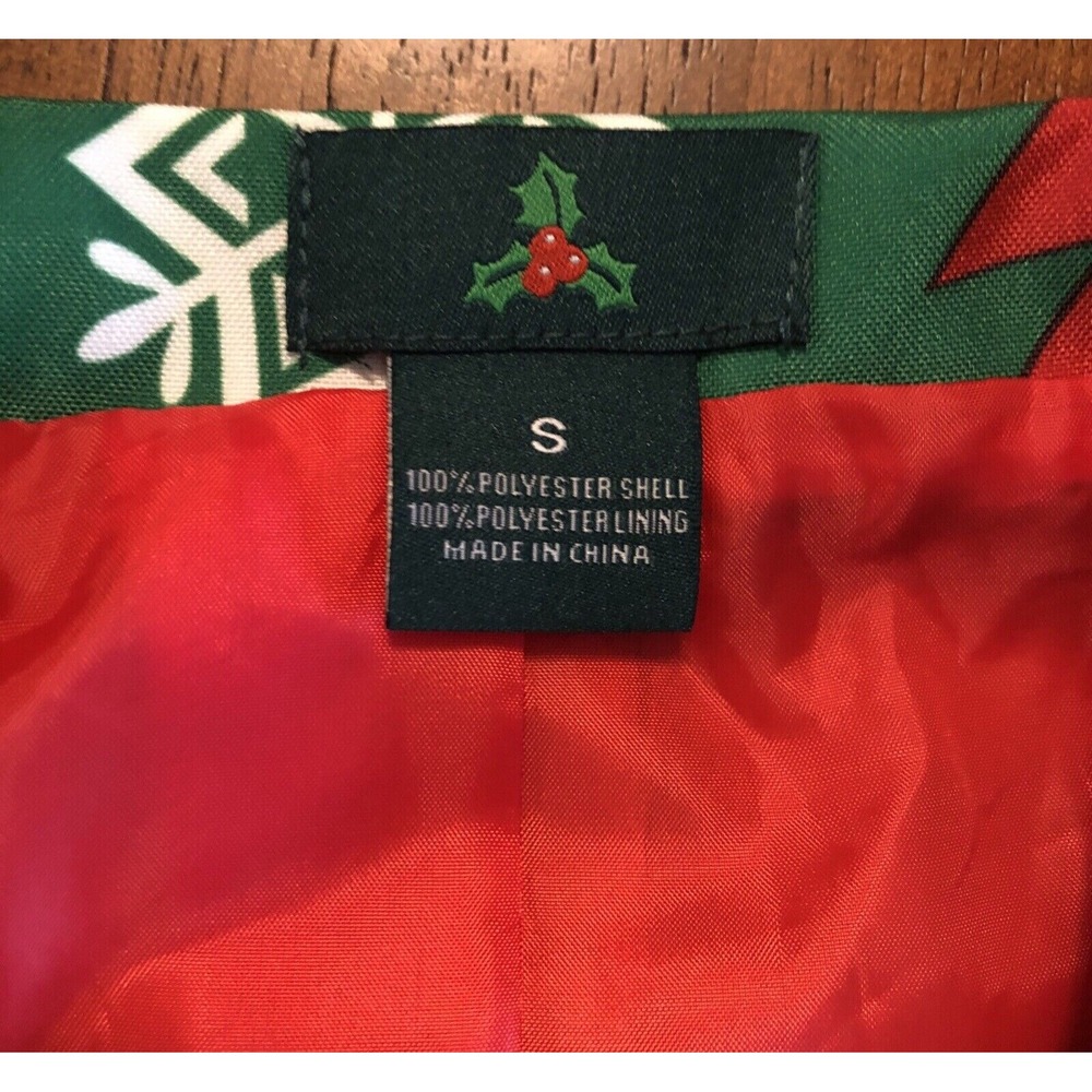 Ugly Christmas Blazer Suit Jacket Trees Snowflakes Green Red White Mens Small - Picture 9 of 15